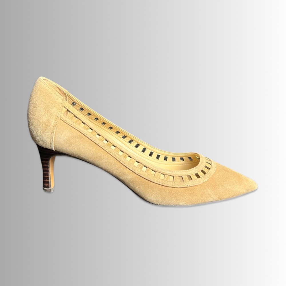 Franco Sarto Nude Diane LP Leather Upper 2.5” Heel Cut Out Heels, Size 8 - Picture 2 of 9